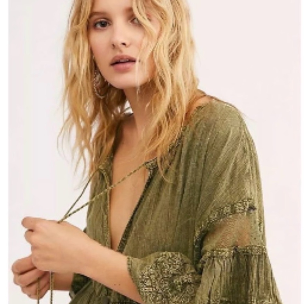 Free People Olive Green Tunic fairy festival dress